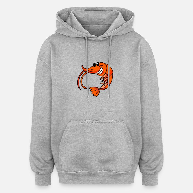 Crevette - Sweat à capuche oversize unisexe - gris chiné