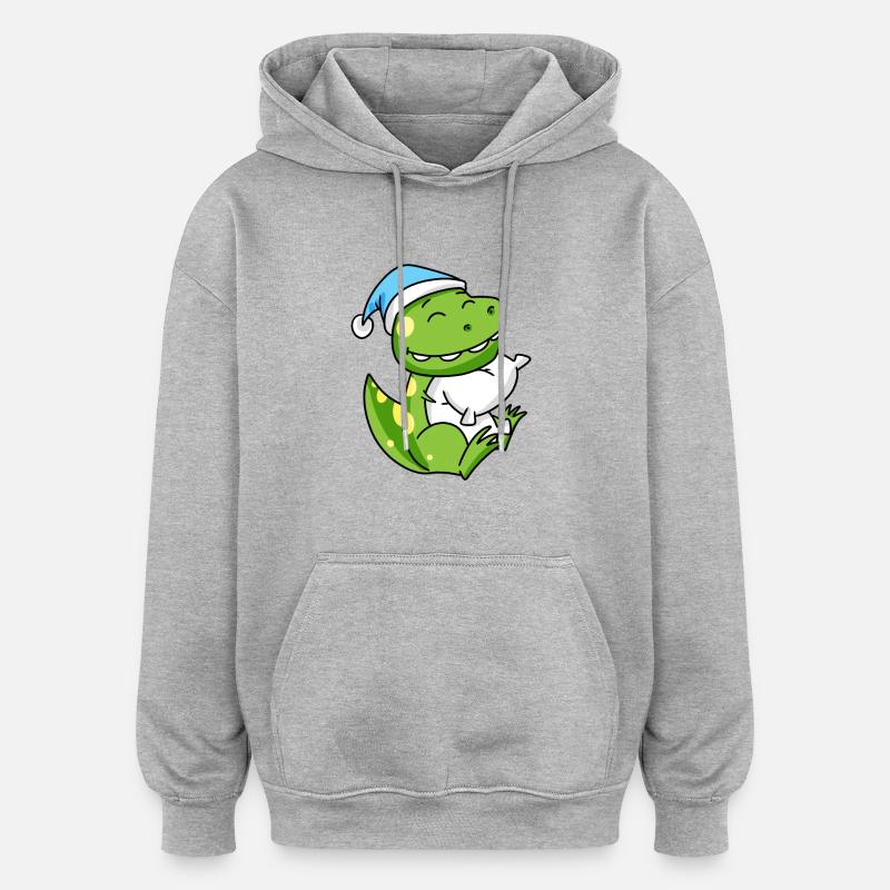 Bébé dinosaure - Sweat à capuche oversize unisexe - gris chiné