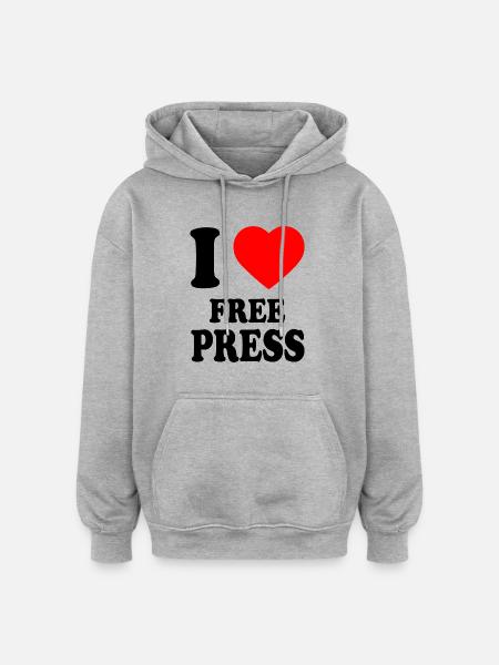 i love free press - Oversized Unisex Hoodie - heather grey