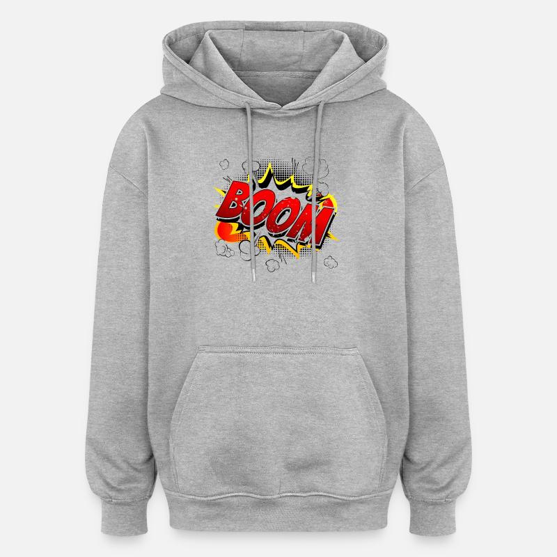 Boom Comic Graphic - Oversized Unisex Hoodie - heather grey