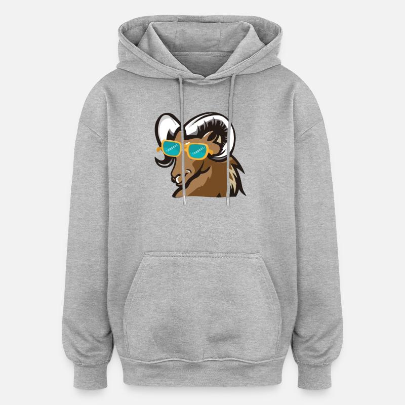 Ram avec des lunettes de soleil - Sweat à capuche oversize unisexe - gris chiné