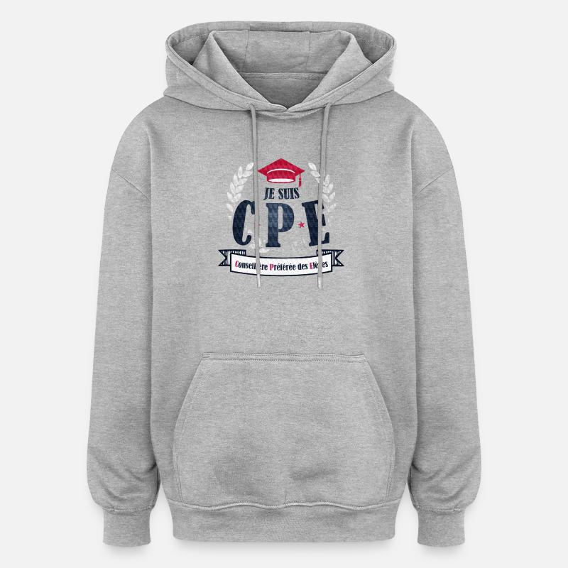 CPE - Sweat à capuche oversize unisexe - gris chiné