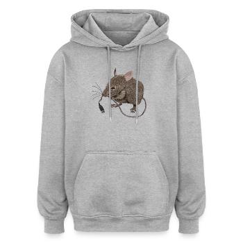 USB-Maus - Oversized Unisex Hoodie - Grau meliert - Vorne - Noah (186cm)