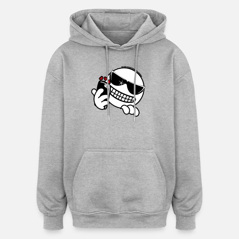 Hacker mit Telefon - Oversized Unisex Hoodie - Grau meliert