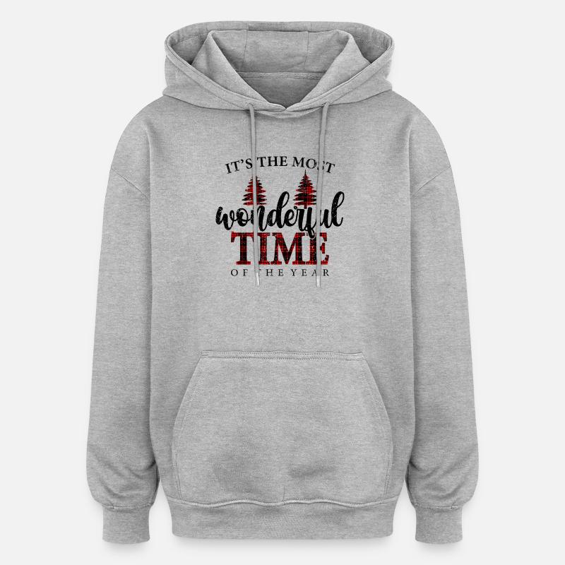 Zeit Plaid Bäume - Oversized Unisex Hoodie - Grau meliert