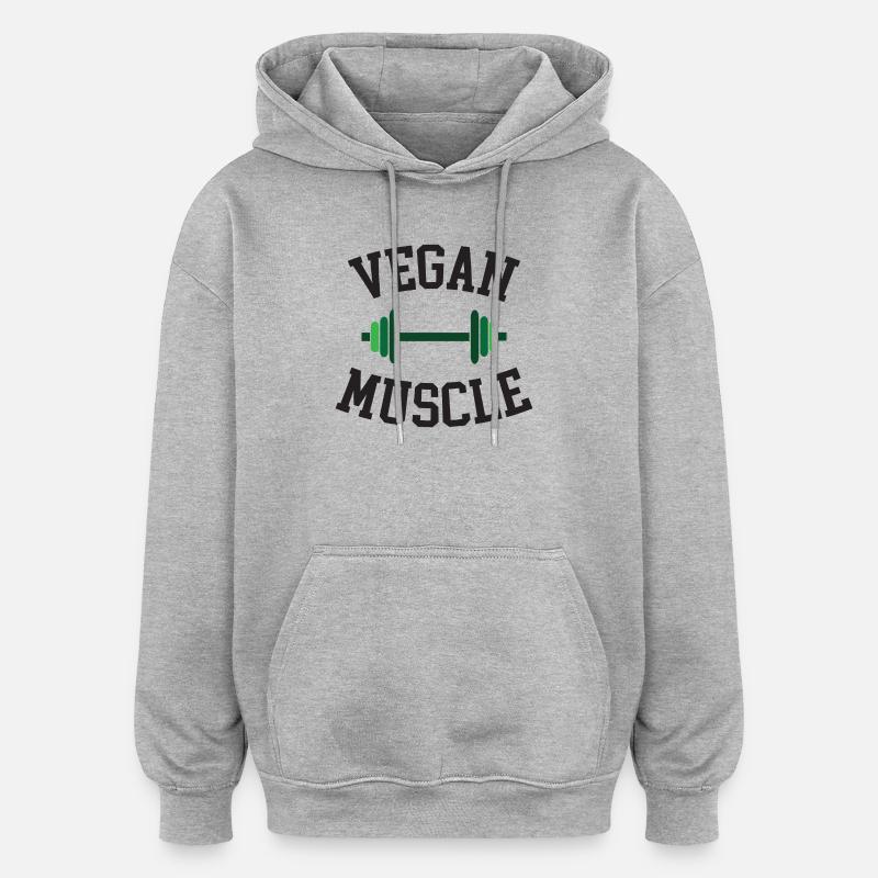 Muscle végétalien - Sweat à capuche oversize unisexe - gris chiné