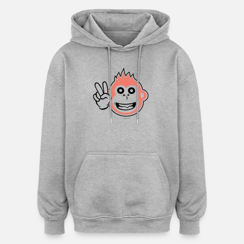 Singe de la paix - Sweat à capuche oversize unisexe - gris chiné