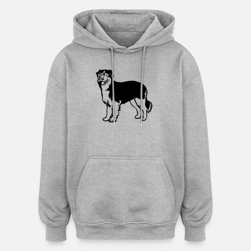 Berger australien - Sweat à capuche oversize unisexe - gris chiné