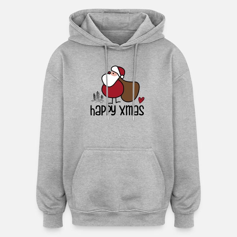 Père Noël simple avec sac - Sweat à capuche oversize unisexe - gris chiné