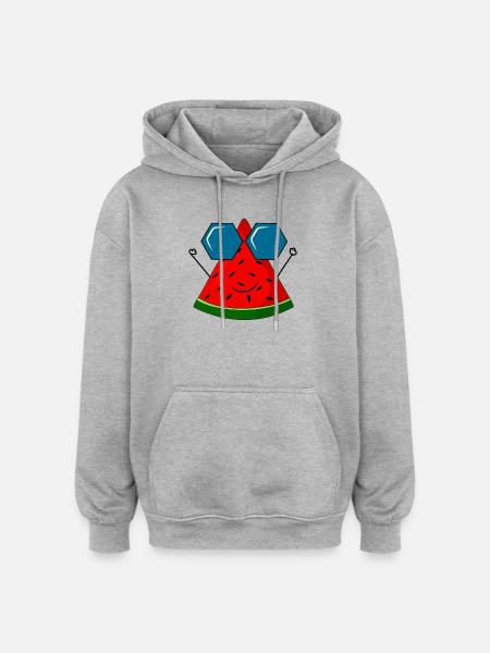 summer, pastèque, soleil - Sweat à capuche oversize unisexe - gris chiné