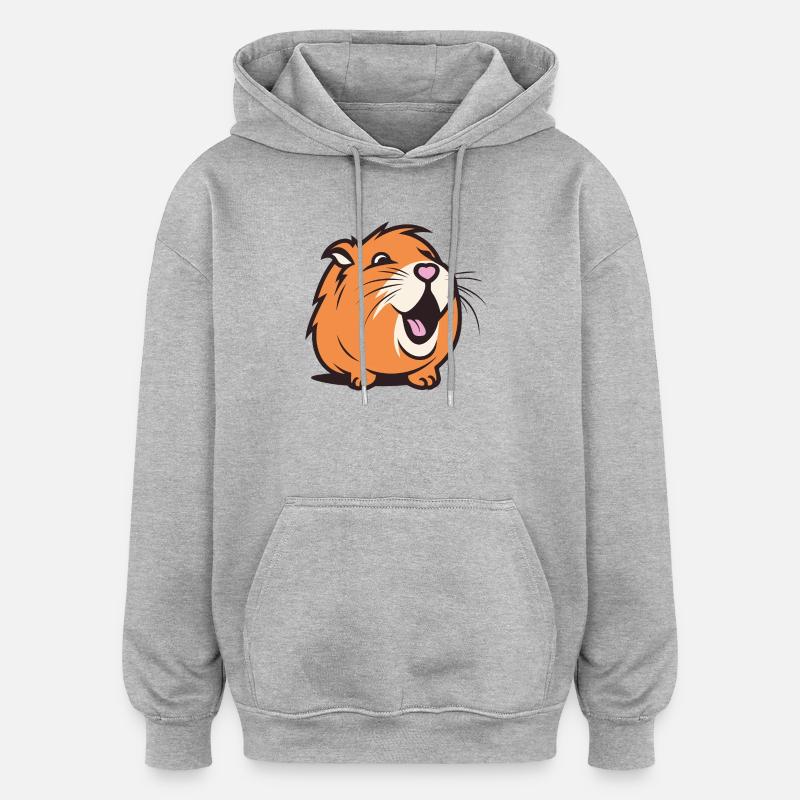 Capybara joyeux / Cobaye / Hamster – Cœur - Sweat à capuche oversize unisexe - gris chiné