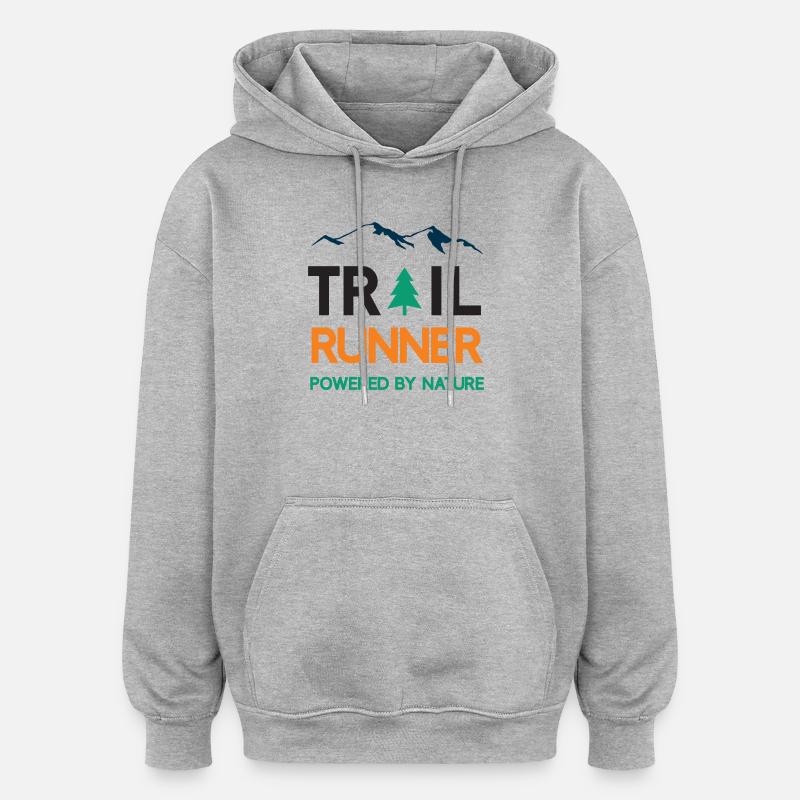 Trail Runner - Powered by Nature - Oversized Unisex Hoodie - heather grey