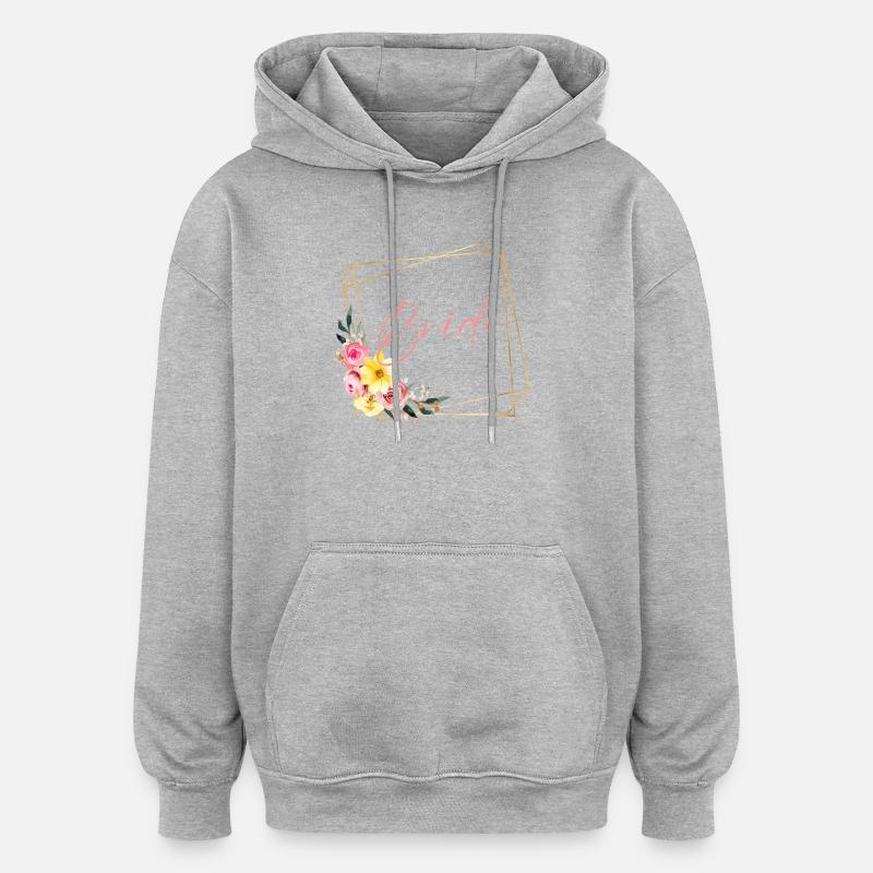 Équipe Bride! Fleurs, personnalisables - Sweat à capuche oversize unisexe - gris chiné