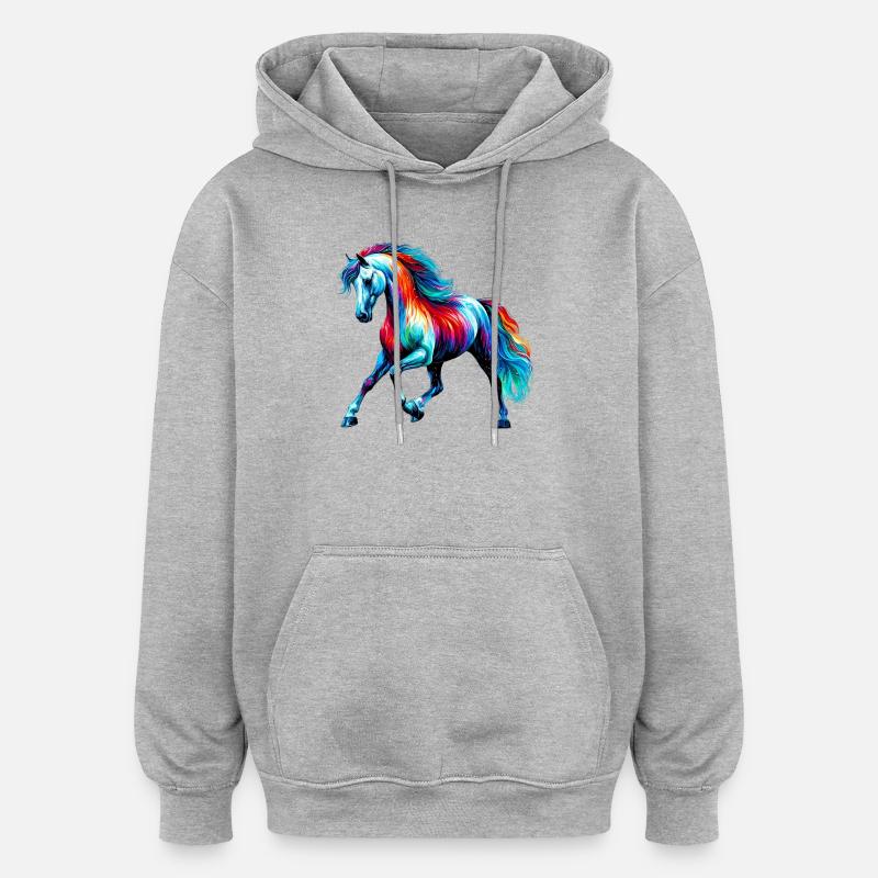 Cheval - Sweat à capuche oversize unisexe - gris chiné
