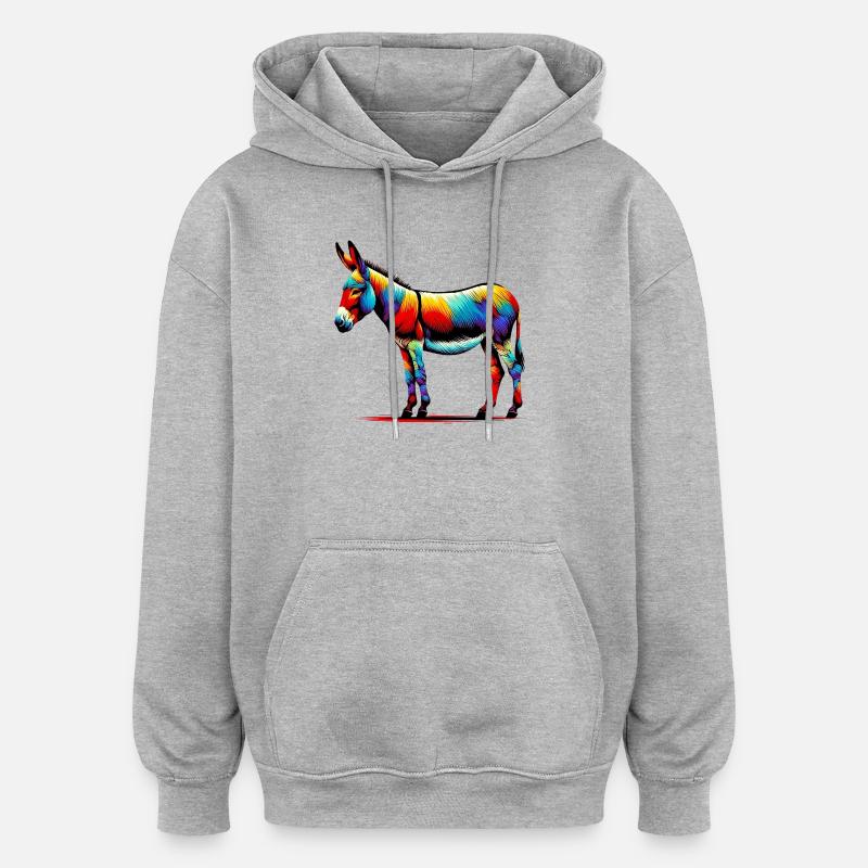 Esel, Schnuller, Maultier - Oversized Unisex Hoodie - Grau meliert