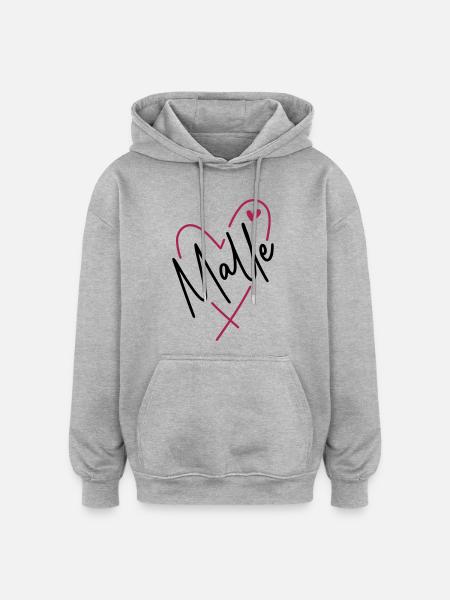 Malle Herz - Oversized Unisex Hoodie - Grau meliert