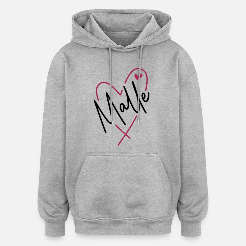 Malle Herz - Oversized Unisex Hoodie - Grau meliert