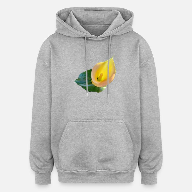 LYS CALLA JAUNE - Sweat à capuche oversize unisexe - gris chiné