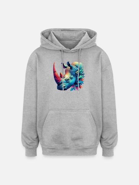 Rhinoceros - Oversized Unisex Hoodie - heather grey