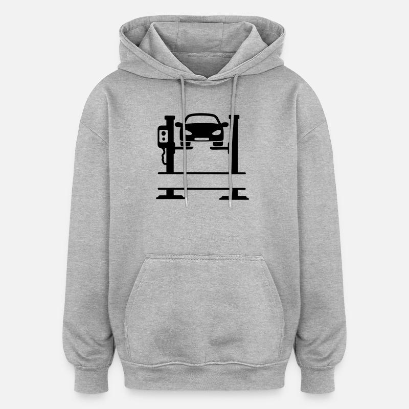 Ascenseur de garage pour voiture - Sweat à capuche oversize unisexe - gris chiné