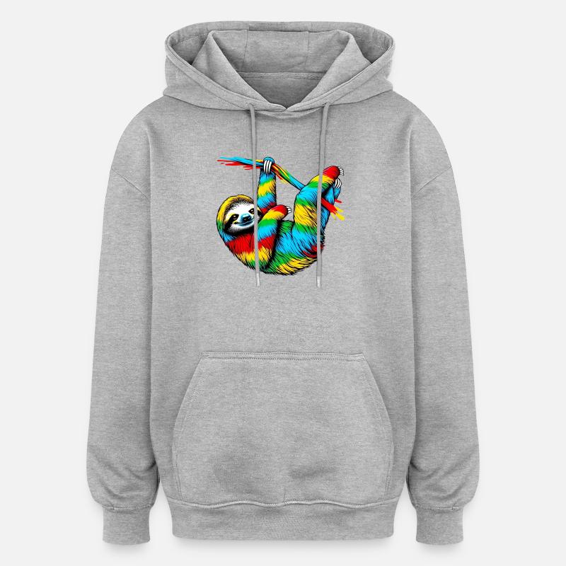 Faultier - Oversized Unisex Hoodie - Grau meliert
