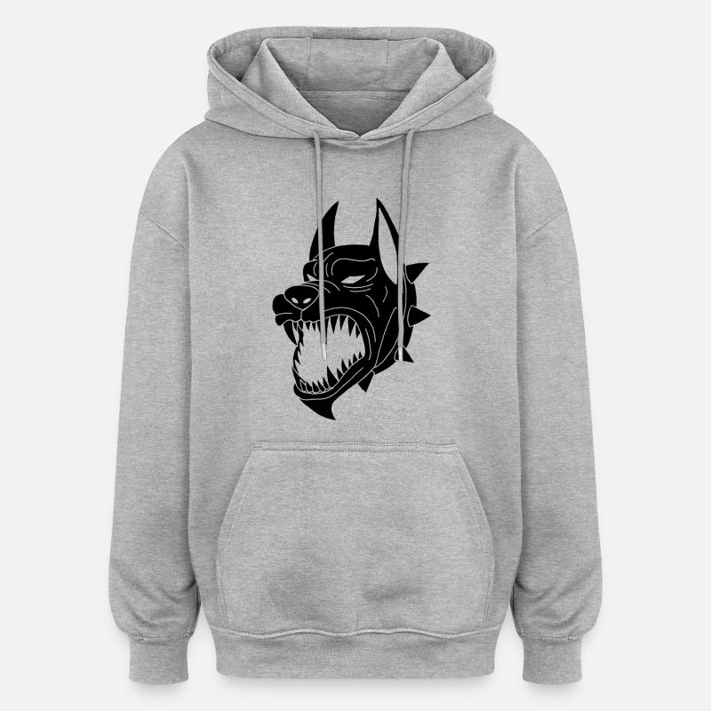 Chien noir des enfers - Sweat à capuche oversize unisexe - gris chiné