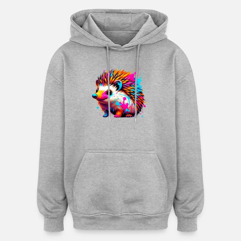 Hérisson - Sweat à capuche oversize unisexe - gris chiné