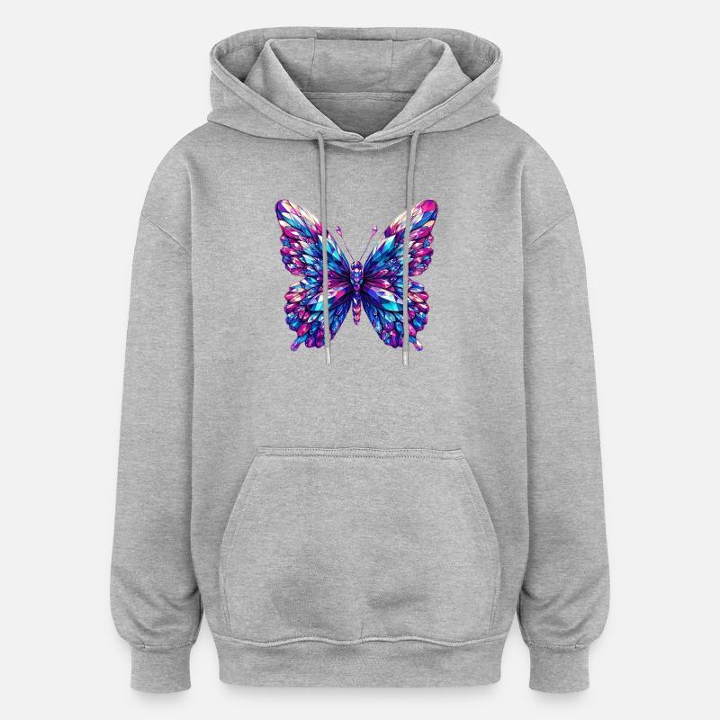 Papillon de cristal - Sweat à capuche oversize unisexe - gris chiné