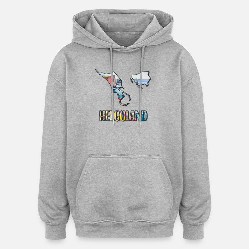 Carte à l’aquarelle d’Heligoland - Sweat à capuche oversize unisexe - gris chiné