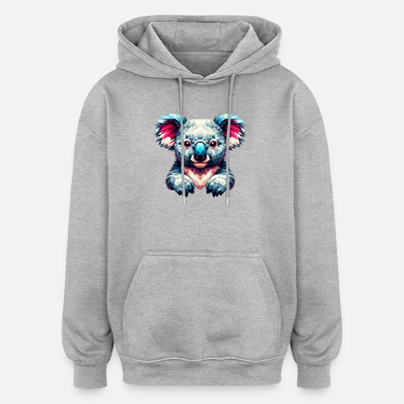 Polygonaler Koala - Oversized Unisex Hoodie - Grau meliert