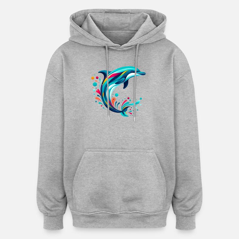 Dauphin - Sweat à capuche oversize unisexe - gris chiné