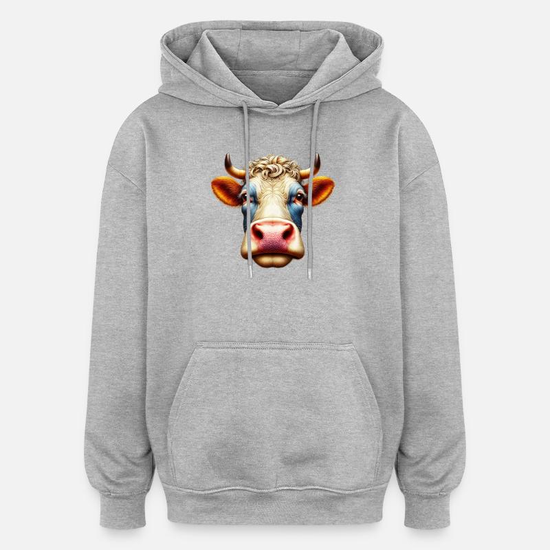 Vache - Sweat à capuche oversize unisexe - gris chiné