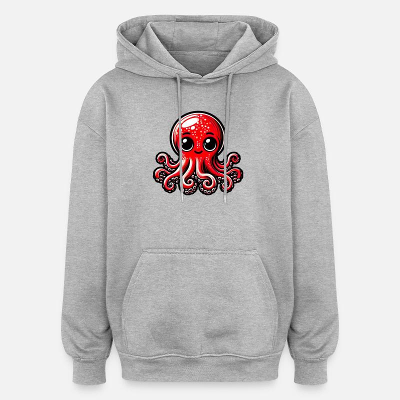 Pieuvre - Sweat à capuche oversize unisexe - gris chiné