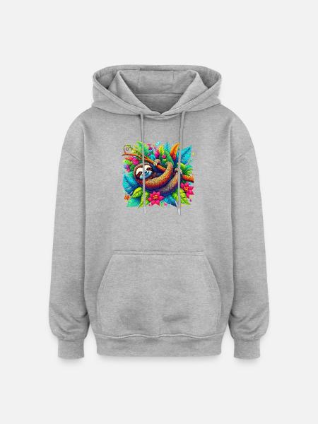 Sloth - Oversized Unisex Hoodie - heather grey