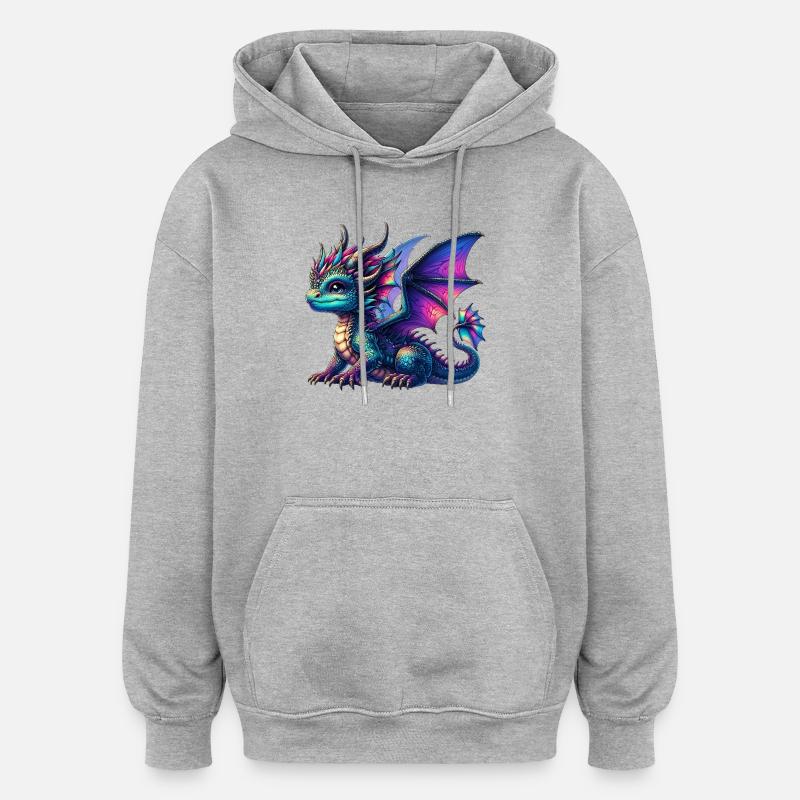 Dragon - Sweat à capuche oversize unisexe - gris chiné