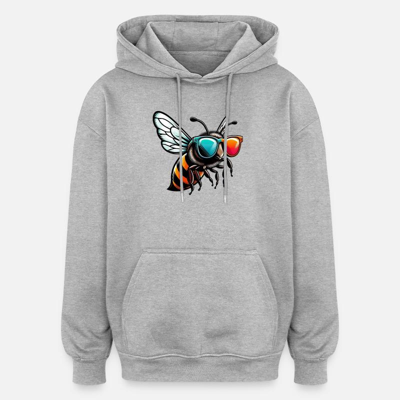 Abeille - Sweat à capuche oversize unisexe - gris chiné