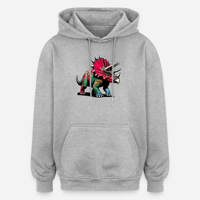 Dinosaure - Sweat à capuche oversize unisexe - gris chiné