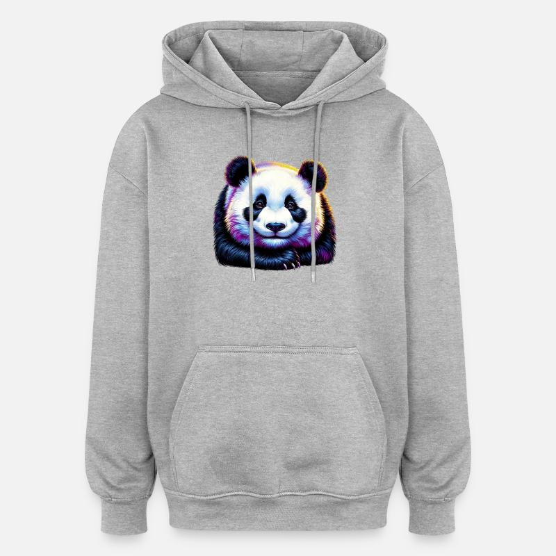 Panda - Sweat à capuche oversize unisexe - gris chiné