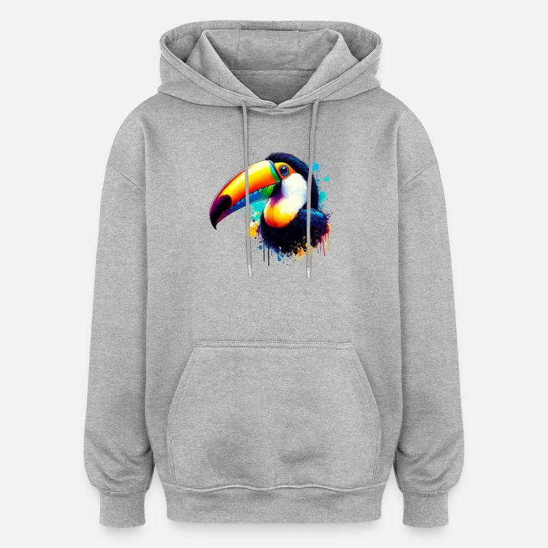 Toucan - Sweat à capuche oversize unisexe - gris chiné