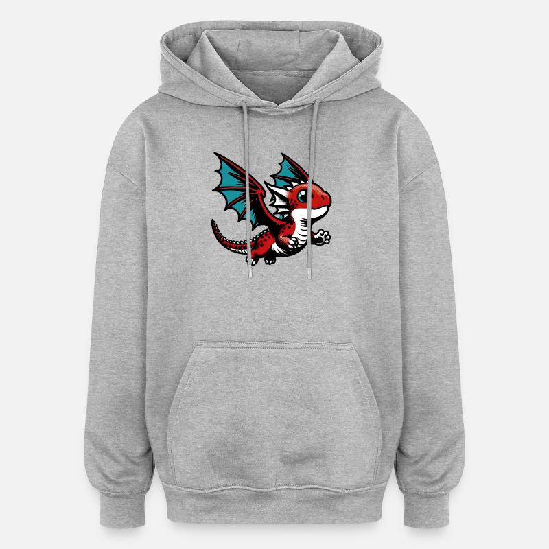 Dragon - Sweat à capuche oversize unisexe - gris chiné