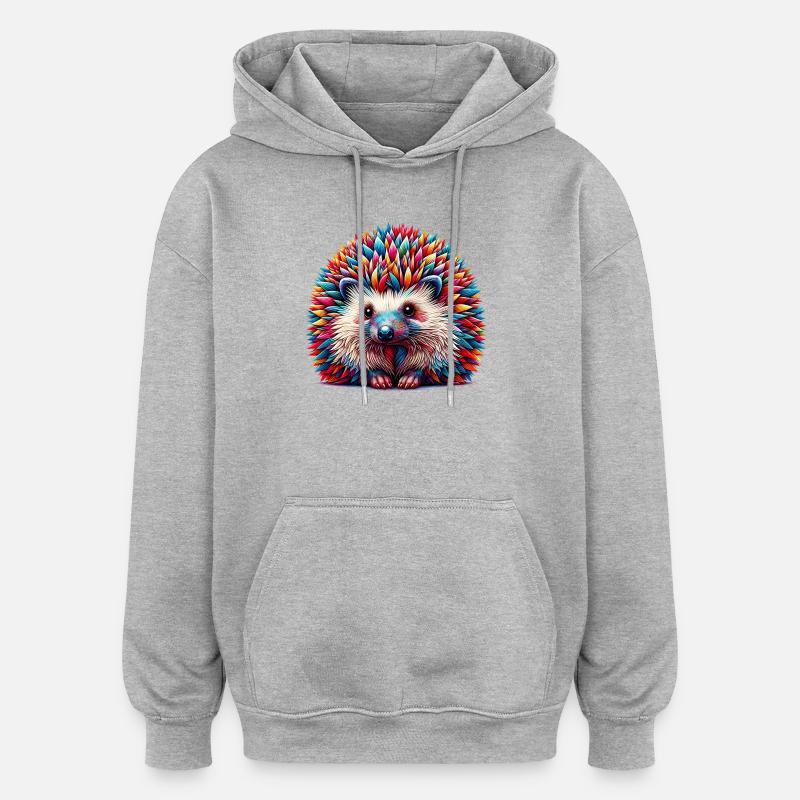 Hérisson - Sweat à capuche oversize unisexe - gris chiné