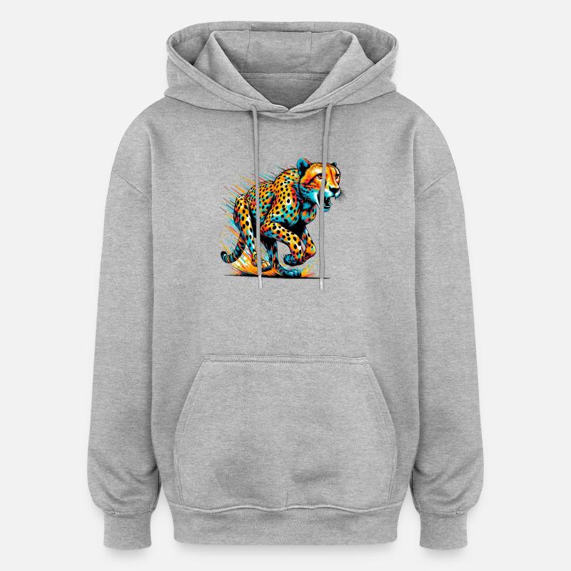 Gepard - Oversized Unisex Hoodie - Grau meliert