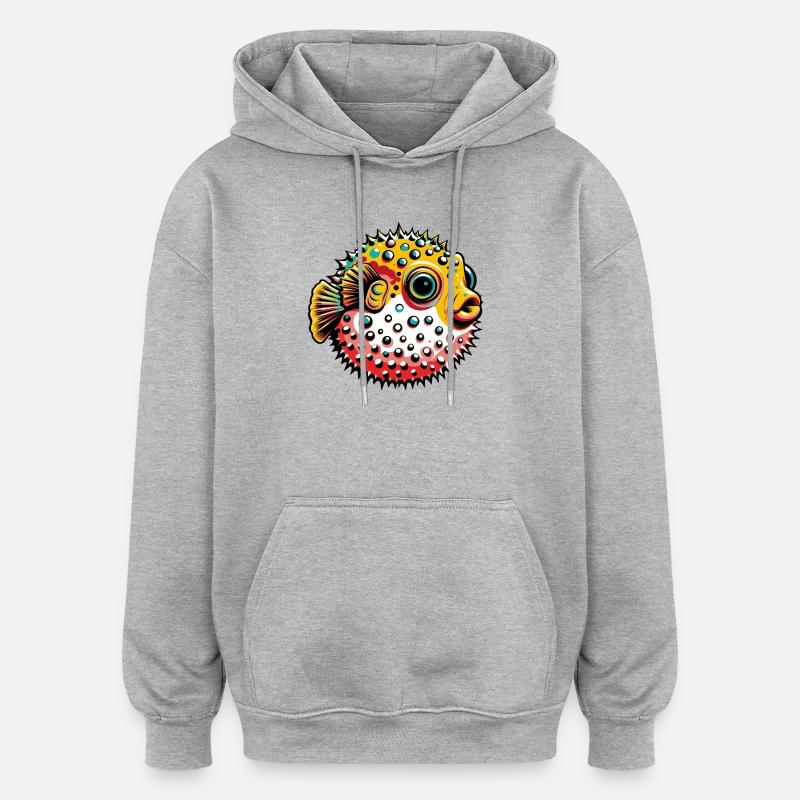 Kugelfisch - Oversized Unisex Hoodie - Grau meliert