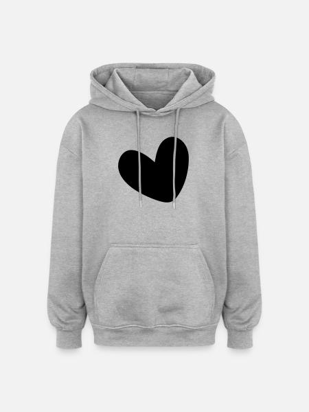 Herz einfarbig ausgefüllt - Oversized Unisex Hoodie - Grau meliert