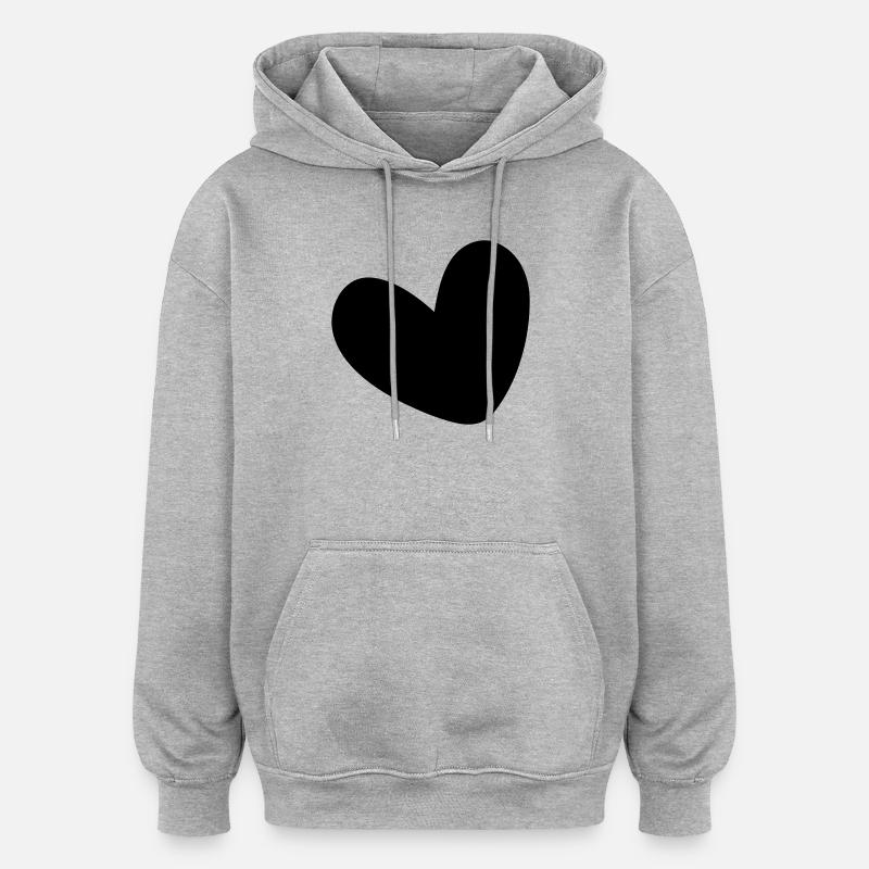 Herz einfarbig ausgefüllt - Oversized Unisex Hoodie - Grau meliert