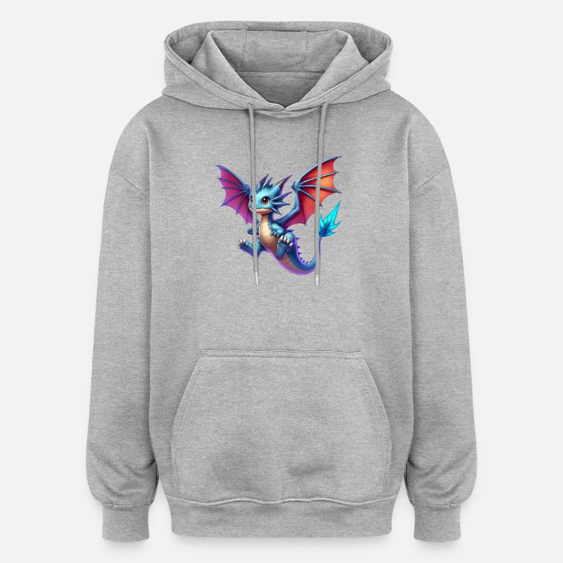 Dragon - Sweat à capuche oversize unisexe - gris chiné