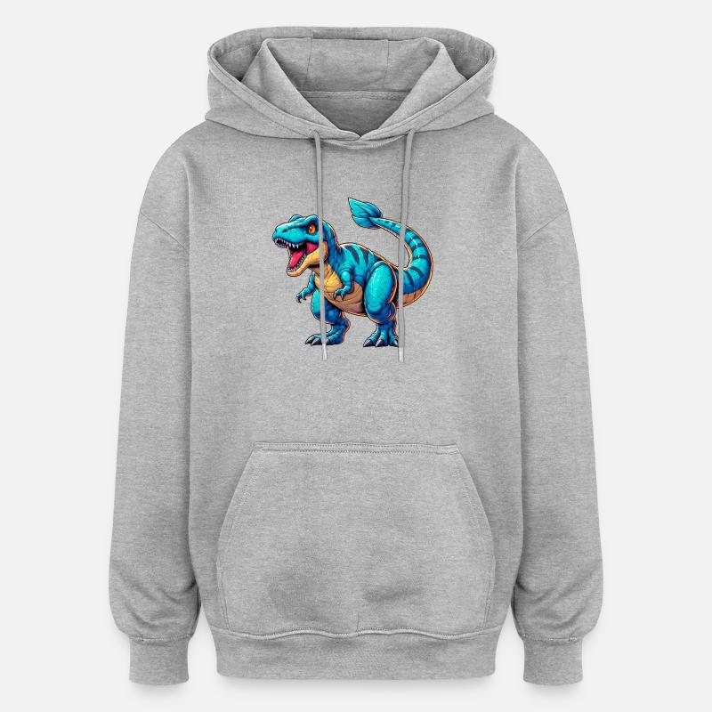 Dinosaurier - Oversized Unisex Hoodie - Grau meliert