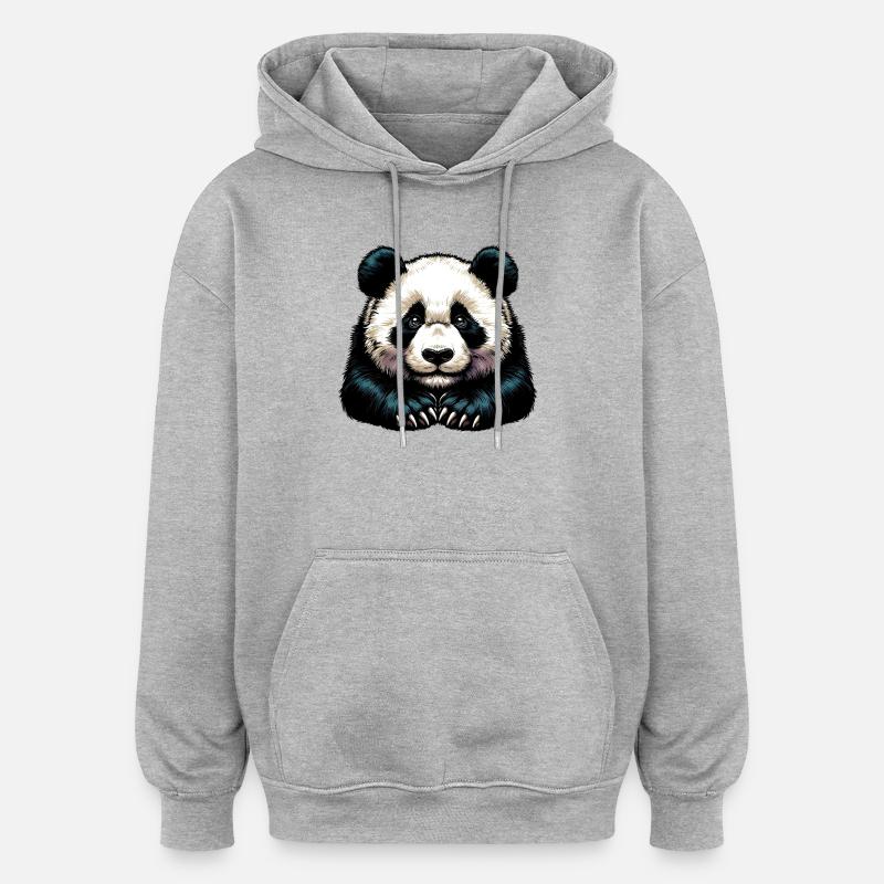 Panda - Sweat à capuche oversize unisexe - gris chiné