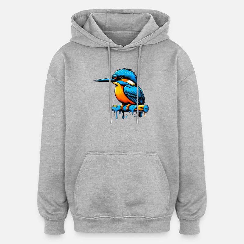 Martin-pêcheur - Sweat à capuche oversize unisexe - gris chiné