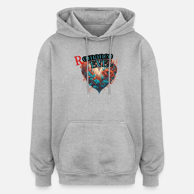 romance level - Sweat à capuche oversize unisexe - gris chiné